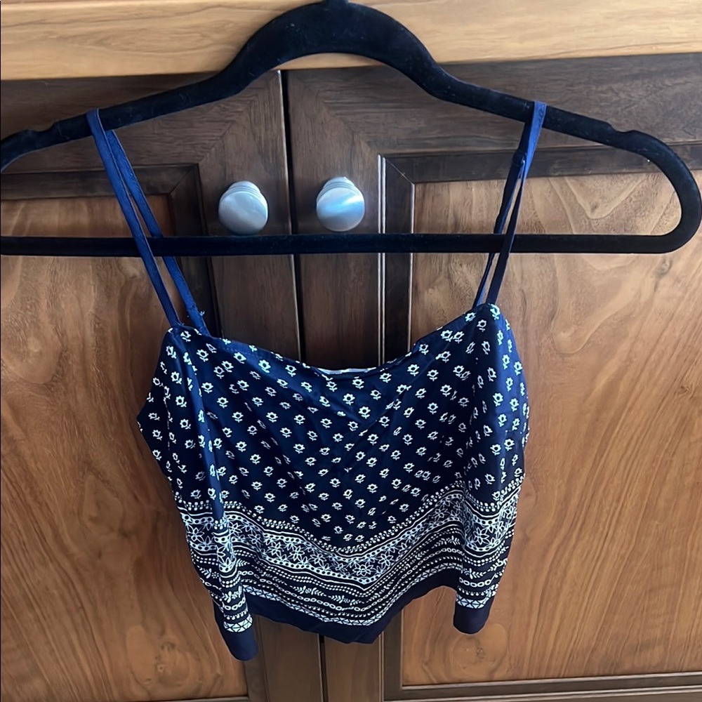 Navy Blue Bandana Patterned Women's Top